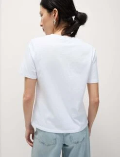 Pure Cotton Bow Detail Embellished Top -M&S pure cotton embellished top 4