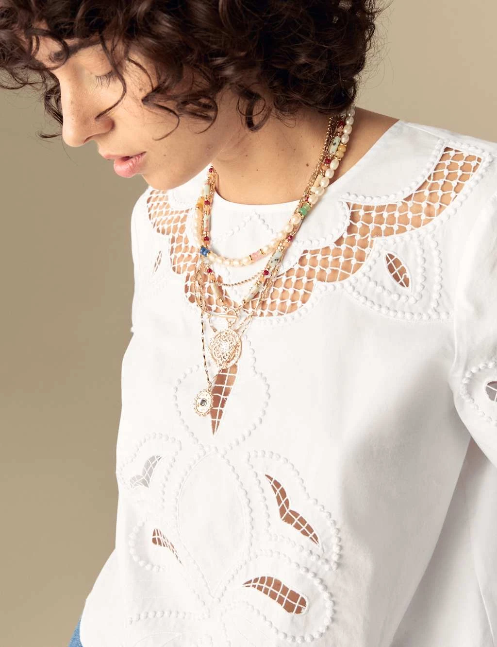 Pure Cotton Embroidered Crew Neck Blouse 11 Pure Cotton Embroidered Crew Neck Blouse - Image 9