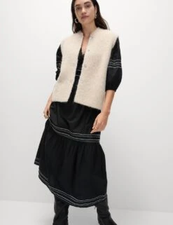 Pure Cotton Embroidered Midi Waisted Dress -M&S pure cotton embroidered midi waisted dress 7