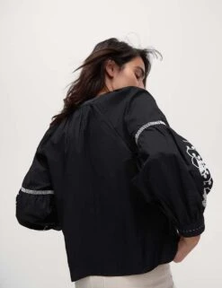 Pure Cotton Embroidered V-Neck Blouse -M&S pure cotton embroidered v neck blouse 6