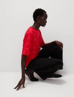 Pure Cotton Floral T-Shirt -M&S pure cotton floral t shirt 11