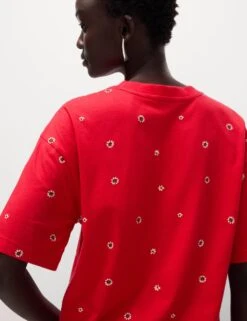 Pure Cotton Floral T-Shirt -M&S pure cotton floral t shirt 15