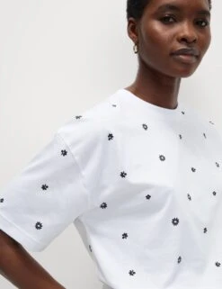 Pure Cotton Floral T-Shirt -M&S pure cotton floral t shirt 6