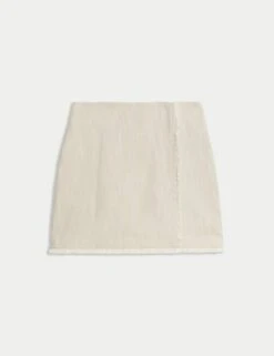 Pure Cotton Frayed Seam Mini Skirt 22 Pure Cotton Frayed Seam Mini Skirt -M&S pure cotton frayed seam mini skirt 8
