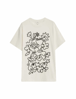 Pure Cotton Graphic Oversized T-Shirt 27 Pure Cotton Graphic Oversized T-Shirt -M&S pure cotton graphic oversized t shirt