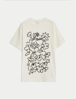 Pure Cotton Graphic Oversized T-Shirt 32 Pure Cotton Graphic Oversized T-Shirt -M&S pure cotton graphic oversized t shirt 9