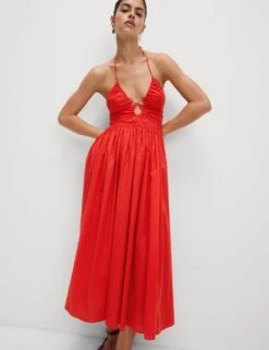 Pure Cotton Halter Neck Midaxi Beach Dress -M&S pure cotton halter neck midaxi beach dress 7