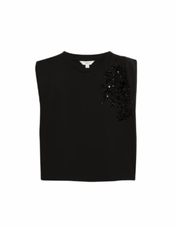 Pure Cotton Jersey Embellished Top -M&S pure cotton jersey embellished top