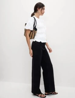 Pure Cotton Jersey Smocked Puff Sleeve Top -M&S pure cotton jersey smocked puff sleeve top 12