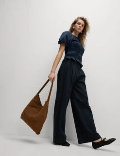 Pure Cotton Jersey Smocked Puff Sleeve Top -M&S pure cotton jersey smocked puff sleeve top 6