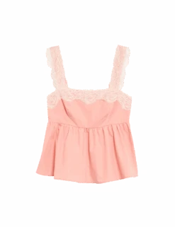 Pure Cotton Lace Detail Cami Top -M&S pure cotton lace detail cami top