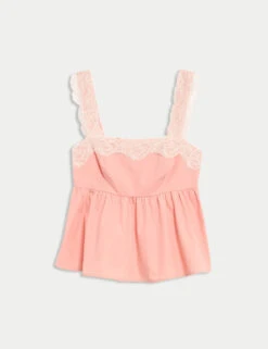 Pure Cotton Lace Detail Cami Top -M&S pure cotton lace detail cami top 6