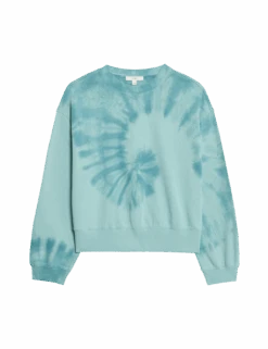 Pure Cotton Ombre Cropped Sweatshirt -M&S pure cotton ombre cropped sweatshirt