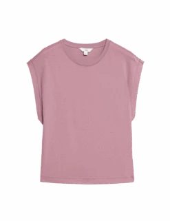 Pure Cotton Oversized Cap Sleeve T-Shirt 33 Pure Cotton Oversized Cap Sleeve T-Shirt -M&S pure cotton oversized cap sleeve t shirt 1