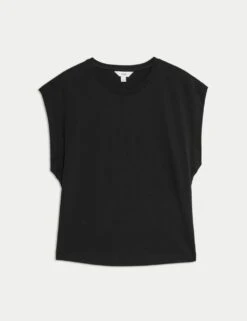 Pure Cotton Oversized Cap Sleeve T-Shirt 37 Pure Cotton Oversized Cap Sleeve T-Shirt -M&S pure cotton oversized cap sleeve t shirt 13