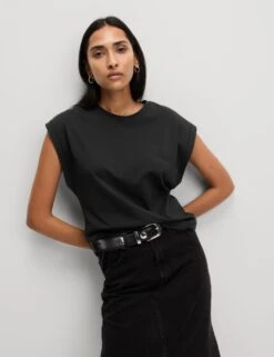 Pure Cotton Oversized Cap Sleeve T-Shirt 38 Pure Cotton Oversized Cap Sleeve T-Shirt -M&S pure cotton oversized cap sleeve t shirt 14