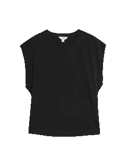Pure Cotton Oversized Cap Sleeve T-Shirt 39 Pure Cotton Oversized Cap Sleeve T-Shirt -M&S pure cotton oversized cap sleeve t shirt 2