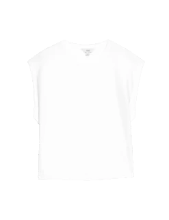 Pure Cotton Oversized Cap Sleeve T-Shirt 28 Pure Cotton Oversized Cap Sleeve T-Shirt -M&S pure cotton oversized cap sleeve t shirt