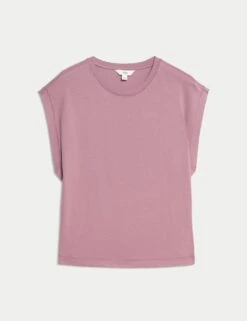 Pure Cotton Oversized Cap Sleeve T-Shirt 31 Pure Cotton Oversized Cap Sleeve T-Shirt -M&S pure cotton oversized cap sleeve t shirt 8
