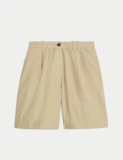 Pure Cotton Pleat Front Bermuda Shorts -M&S pure cotton pleat front bermuda shorts 5