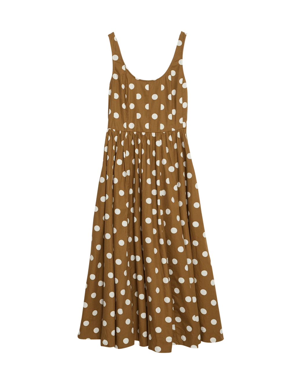Pure Cotton Polka Dot Scoop Neck Midi Waisted Dress 11 Pure Cotton Polka Dot Scoop Neck Midi Waisted Dress - Image 9