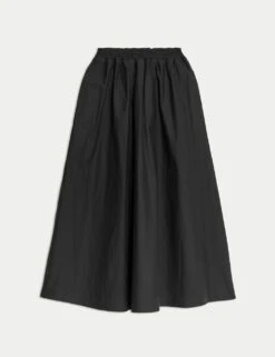 Pure Cotton Poplin A-line Skirt -M&S pure cotton poplin a line skirt 10