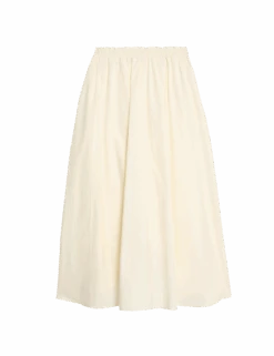 Pure Cotton Poplin A-line Skirt -M&S pure cotton poplin a line skirt