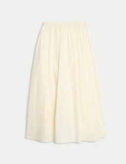Pure Cotton Poplin A-line Skirt -M&S pure cotton poplin a line skirt 5