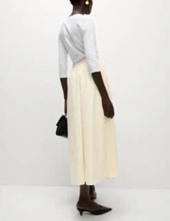 Pure Cotton Poplin A-line Skirt -M&S pure cotton poplin a line skirt 7