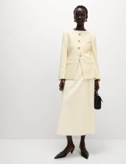 Pure Cotton Poplin A-line Skirt -M&S pure cotton poplin a line skirt 8