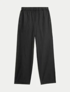 Pure Cotton Poplin Straight Leg Trousers 34 Pure Cotton Poplin Straight Leg Trousers -M&S pure cotton poplin straight leg trousers 10
