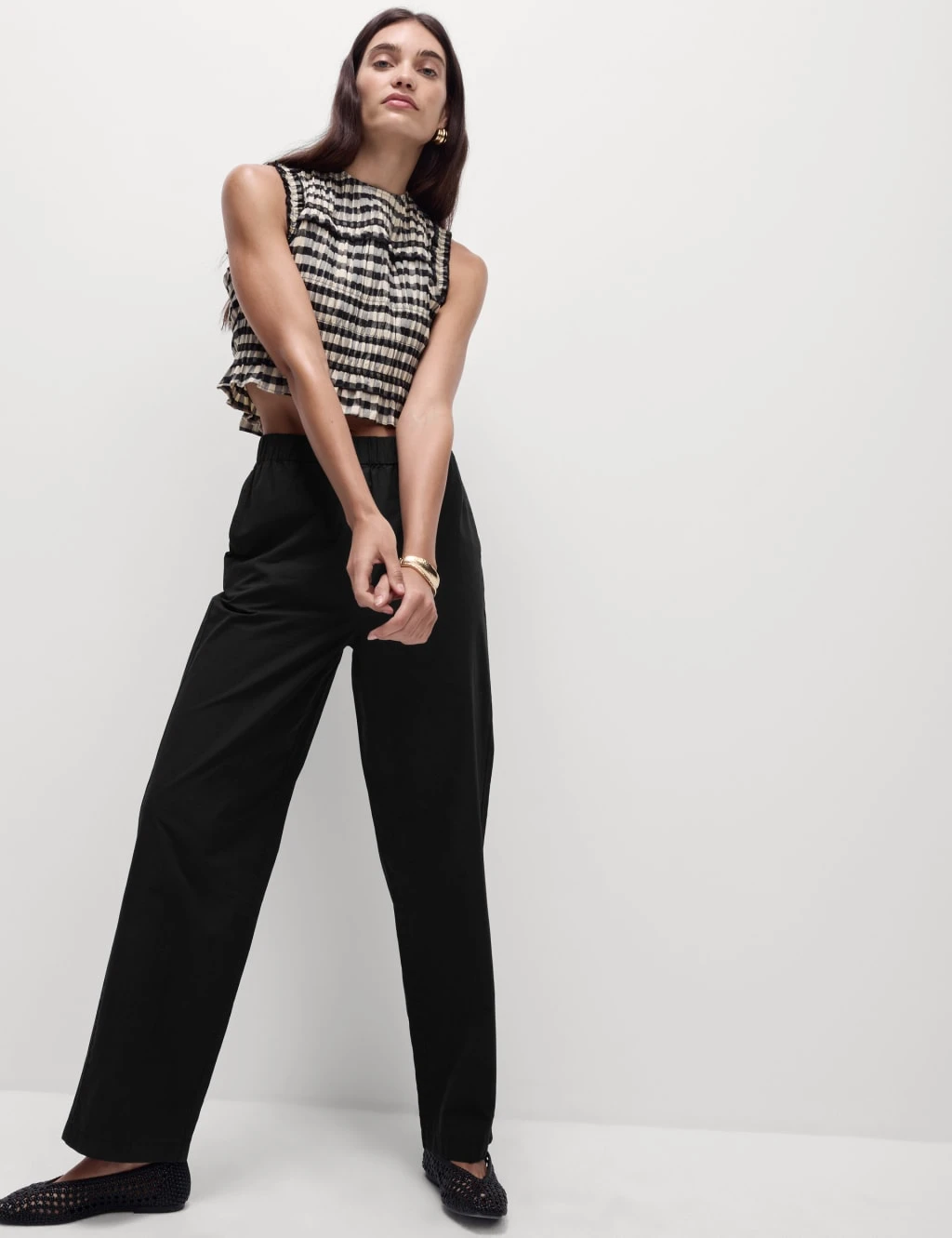 Pure Cotton Poplin Straight Leg Trousers 16 Pure Cotton Poplin Straight Leg Trousers - Image 14