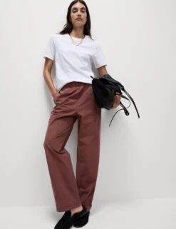 Pure Cotton Poplin Straight Leg Trousers 39 Pure Cotton Poplin Straight Leg Trousers -M&S pure cotton poplin straight leg trousers 14