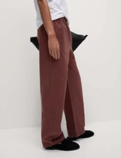 Pure Cotton Poplin Straight Leg Trousers 41 Pure Cotton Poplin Straight Leg Trousers -M&S pure cotton poplin straight leg trousers 16