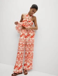 Pure Cotton Printed Beach Trousers -M&S pure cotton printed beach trousers 7