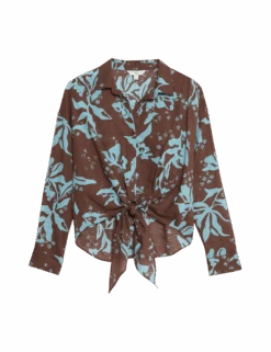 Pure Cotton Printed Button Through Beach Shirt -M&S pure cotton printed button through beach shirt