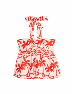 Pure Cotton Printed Crop Beach Top -M&S pure cotton printed crop beach top