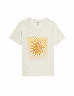 Pure Cotton Printed Graphic T-Shirt -M&S pure cotton printed graphic t shirt 1