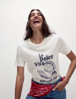 Pure Cotton Printed Graphic T-Shirt -M&S pure cotton printed graphic t shirt 13