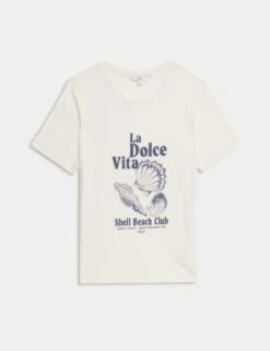 Pure Cotton Printed Graphic T-Shirt -M&S pure cotton printed graphic t shirt 14