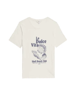 Pure Cotton Printed Graphic T-Shirt -M&S pure cotton printed graphic t shirt 2