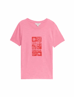 Pure Cotton Printed Graphic T-Shirt -M&S pure cotton printed graphic t shirt
