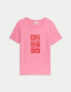Pure Cotton Printed Graphic T-Shirt -M&S pure cotton printed graphic t shirt 6