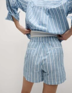 Pure Cotton Printed High Waisted Shorts -M&S pure cotton printed high waisted shorts 10