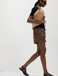 Pure Cotton Printed High Waisted Shorts -M&S pure cotton printed high waisted shorts 13