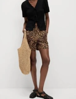 Pure Cotton Printed High Waisted Shorts -M&S pure cotton printed high waisted shorts 17
