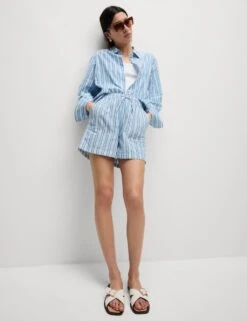 Pure Cotton Printed High Waisted Shorts -M&S pure cotton printed high waisted shorts 9