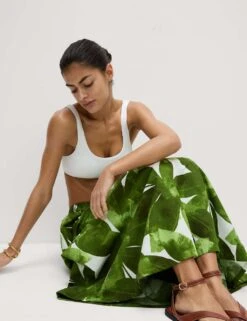 Pure Cotton Printed Midaxi Beach Skirt -M&S pure cotton printed midaxi beach skirt 11