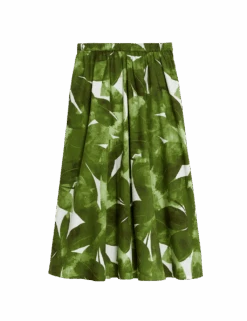 Pure Cotton Printed Midaxi Beach Skirt -M&S pure cotton printed midaxi beach skirt