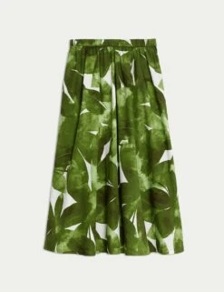 Pure Cotton Printed Midaxi Beach Skirt -M&S pure cotton printed midaxi beach skirt 6